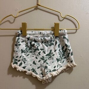 Zara Green Leaf Print High Waist Shorts